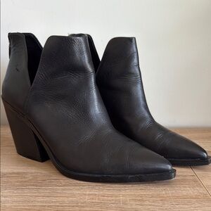 Vince Camuto Black Leather Western Ankle Booties